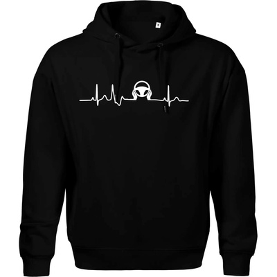 EKG řidič Oversized mikina Moon kratší + širší M Černá