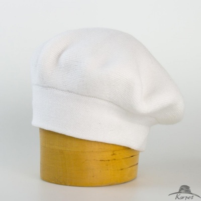 Dámský pletený dvojitý baret nezdobený bílá