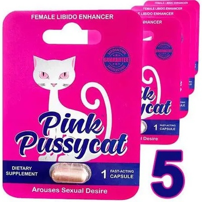 5x Възбуждащи капсули за жени Pink Pussycat - незабанен ефект