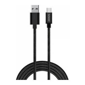 Savio Cable USB 2.0 Savio CL-129 USB A (M) - USB type C (M) 2.1A, braid, 2m, black