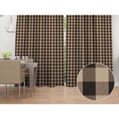 Biante Bavlněný závěs Olivia OL-017 Hnědo-béžová kostka velká 140x250 cm