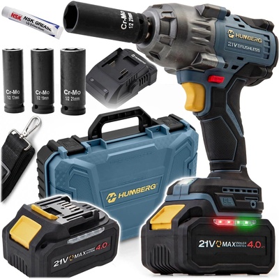 Akumulátorový rázový uťahovák Humberg 21 V 850 Nm s kufrom