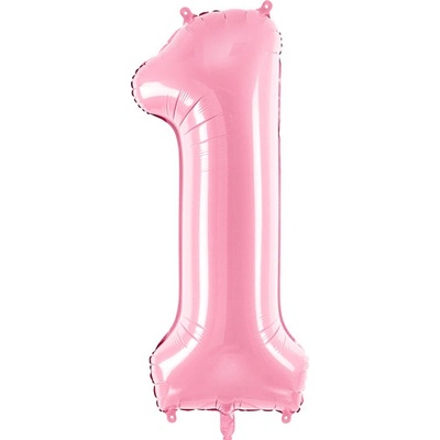 PartyDeco Fóliový balón narodeninové číslo 1 ružový 86cm