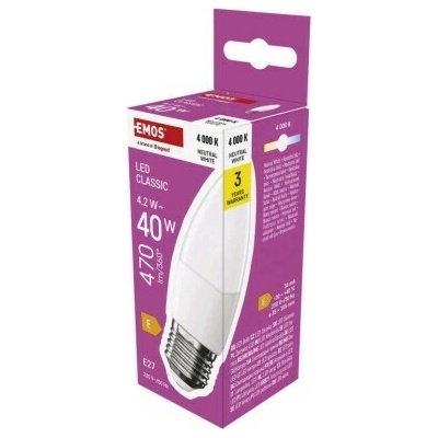 EMOS LED žárovka Classic svíčka E27 4,2 W 40 W /470lm