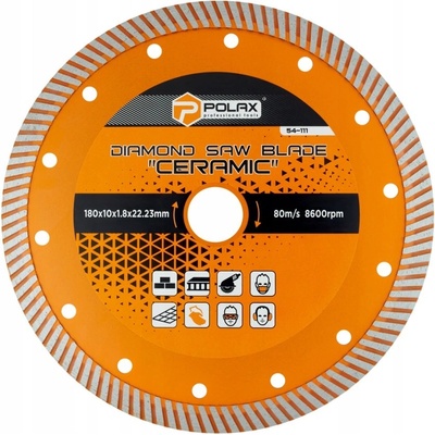Diamantový kotouč na řezání keramických obkladů 180x10x1.8x22.23mm Polax