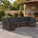 vidaXL Градински Софа Комплект 7 бр. 7-Брой места Сиво полиратан (3434336)