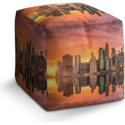 Sablio Taburet Cube New York Západ slnka: 40x40x40 cm