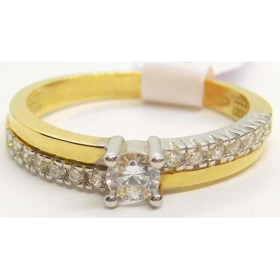 Klenoty Budín Dámský zásnubní zlatý prsten se zirkonem z bílého a žlutého AU HK1227