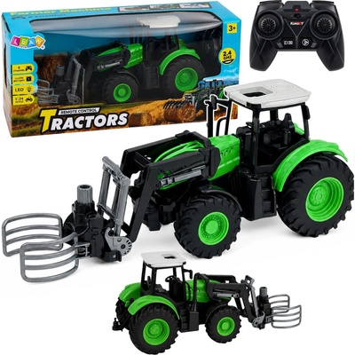 Tomido RC traktor s drapákem na balíky se světly 1:24 zelený