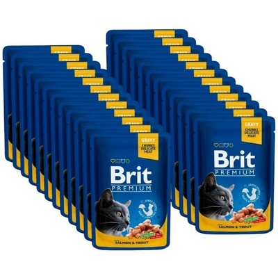 BRIT Cat Premium s lososem & pstruhem v omáčce 24x100 g