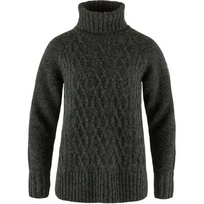 FJÄLLRÄVEN Övik Cable Knit Roller Neck W Dark Grey