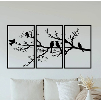 Karls DESIGN Drevený obraz na stenu - BirdTrees II - 124x64