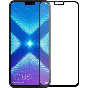  Удароустойчив стъклен протектор покриващ целия екран за Honor 8X - с черна рамка