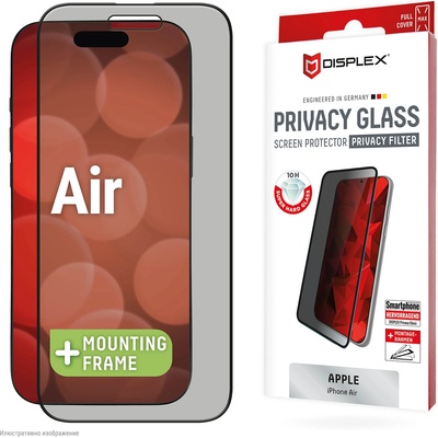 Displex Стъклен протектор за екран Displex Real Glass Full Cover (3D) с Филтър за поверителност, за iPhone Air (28566)