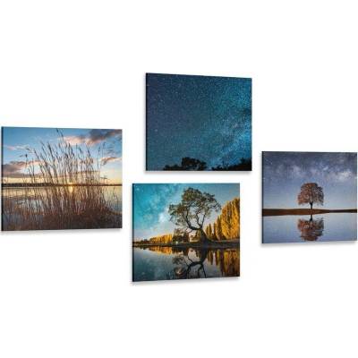 Set obrazů krajina s magickou oblohou - 4x 40x40