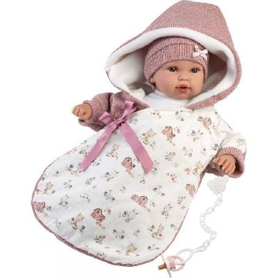 Llorens 16350 Baby 36 cm v růžovém spacím pytli