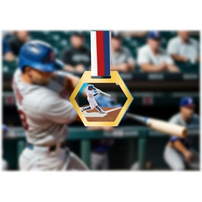 Akrylátová medaile Baseball Stříbrná