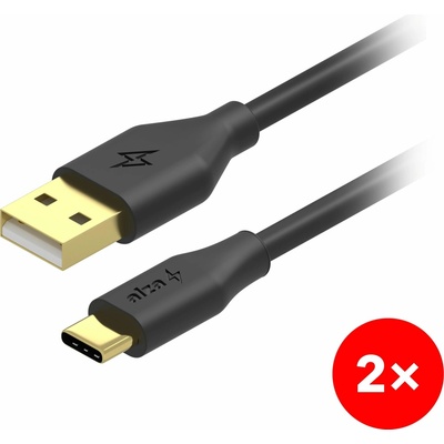 AlzaPower APW-CBCHTATC22002B 2-Pack USB-A to USB-C 2.0 2m černý