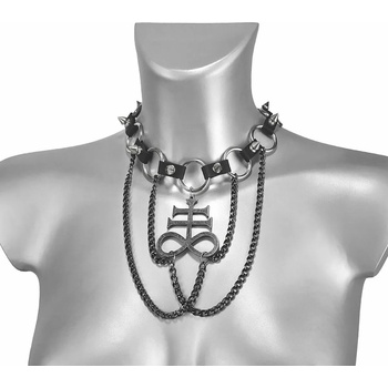 Image 1 of Leather & steel fashion Колие с висулка leviathan cross ВЕРИЖЕН ЧОКЪР - lsf9 38