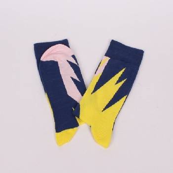 Мъжки памучни чорапи в тъмносиньо, жълто и бледорозово