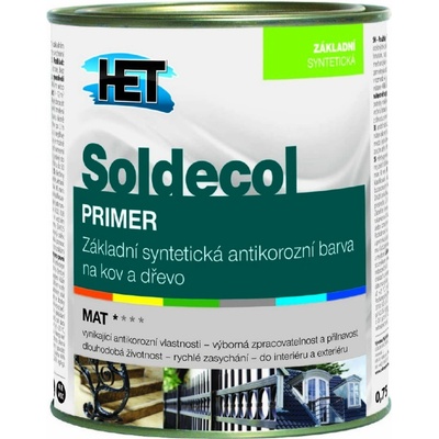 Het Soldecol PUR Primer 0110 šedý 0,75l - základná polyuretánová antikorózna 2K farba na kov