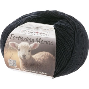 Schoeller + Stahl Fortissima Merino 93042-02 Black Плетива прежда (93042-02)