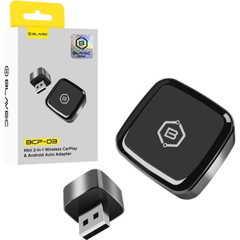 Blavec Безжичен Apple CarPlay и Android Auto USB-A адаптер - Blavec BCP-03 2-in-1 Wireless CarPlay And Android Auto USB-A Adapter (черен) (CPAABCP03-BWUB)