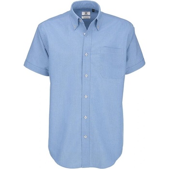 B&C Oxford košile pánská s krátkým rukávem světle modrá