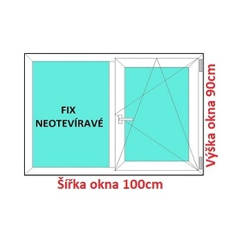 Soft Dvojkrídlové plastové okno 100x90 cm, FIX+OS