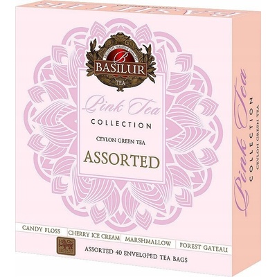 Basilur Čajová sada Pink Assorted 4 druhy zeleného čaje 40 ks