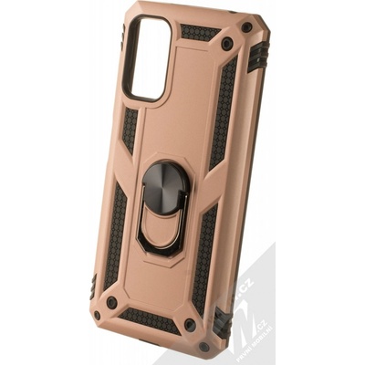 Pouzdro 1Mcz Shield Ring odolné s držákem na prst Xiaomi Redmi Note 10 5G, Poco M3 Pro růžově zlaté