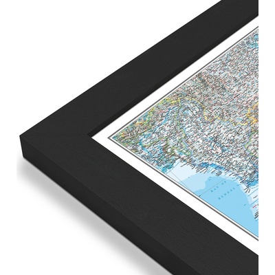 National Geographic Jihovýchodní Asie - nástěnná mapa 97 x 82 cm Varianta: mapa v dřevěném rámu, Provedení: Pegi černý