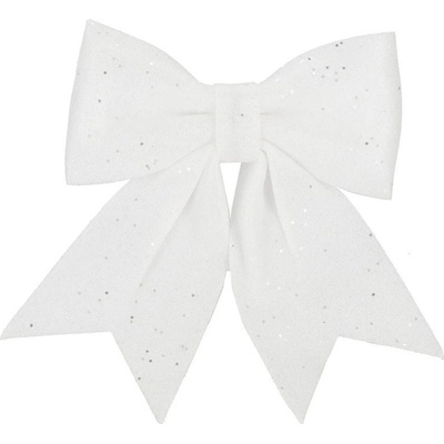 SPRINGOS Vánoční mašle s flitry 30x29cm bílá, vánoční dekorace CA1302-XG