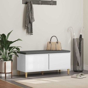 vidaXL Пейка за коридор с възглавница с врата Бял 100 x 38 x 46 см (891536)