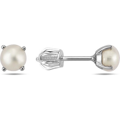 Lillian Vassago Zlatá náušnice na šroubek zdobená perlou, jeden kus LLV98-GER171Š/01 bílá