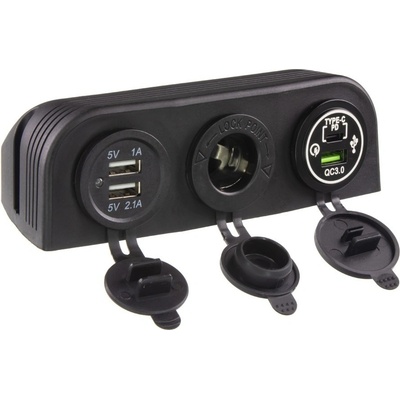 STU 34693 Trojitá zásuvka s panelem CL, 3x USB-A + 1x USB-C nabíječka – Sleviste.cz