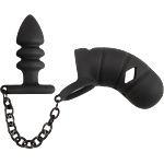 Black Velvets Cock cage with butt plug - sexyelephant