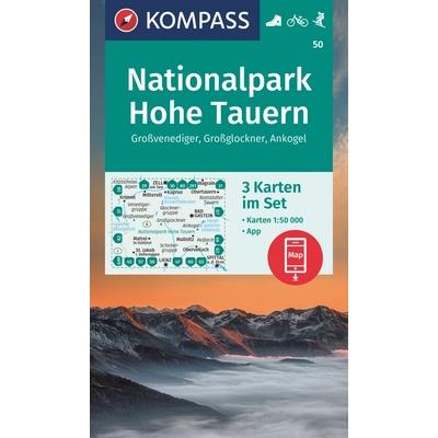 Nationalpark Hohe Tauern, Grossglockner, Ankogel, Grossvenediger (set 3 map, Kompass - 50) - turistická mapa
