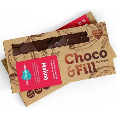 Choco & Fill Raw plněná čokoláda 65% Malina 100 g