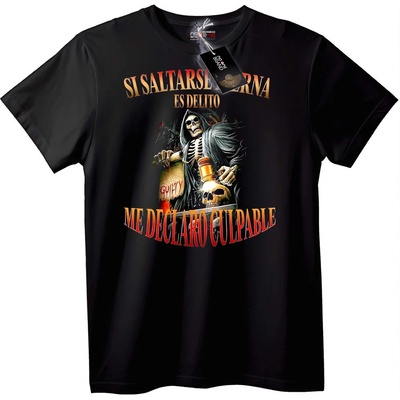 NOONEBRAND Тениска Виновен Череп - 7XL, White