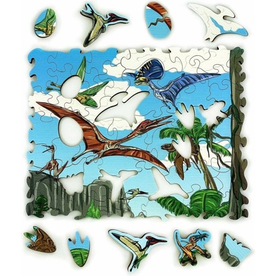 Drevené puzzle Drevené Puzzle Lietajúce Dinosaury (UL-SPD010)