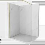 Mexen Kioto-R заоблена преграда за душ Walk-in 140 x 200 см, прозрачна 8 мм, злато матово - 800-140-101-55-06 (800-140-101-55-06)