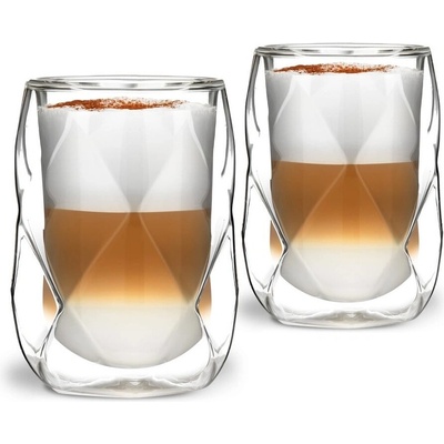 Vialli Design Sada 2 dvoustěnných sklenic na latté Geo 350 ml