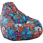 PUFRELAX Пуф, круша за деца 4-14 г. , 160л. Nirvana Light, Street Art, Водоустойчив, Перящ се калъф, Пълнеж от Полистиролни перли, принт, 8349 (PUF-G-NL-TEXP-STR) - topmall