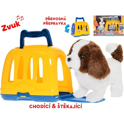 Mikro trading Pejsek chodící a štěkající s přepravkou 19 cm