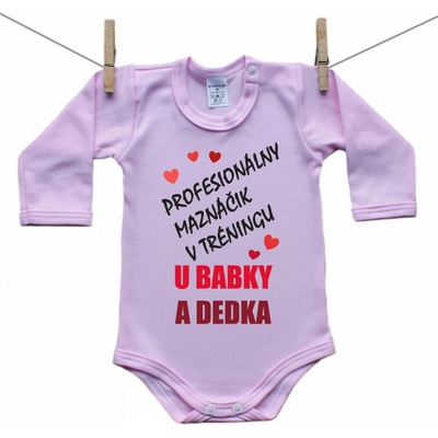 Boodyy Ružové body s dlhým rukávom Profesionálny maznáčik v tréningu u babky a dedka