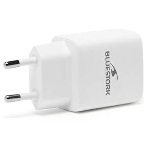 Bluestork Мрежово зарядно устройство Bluestork - PW-30-CA (USB-C, USB-A, 30W, бяло) (PW-30-CA)