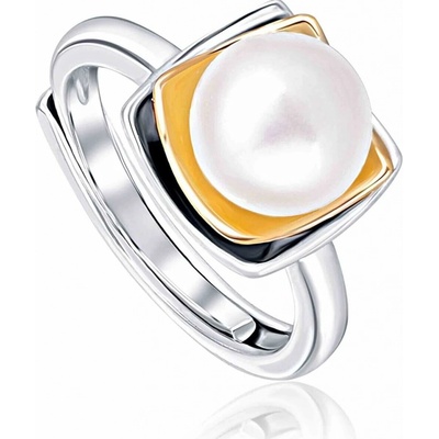 JwL Luxury Pearls Bicolor stříbrný prsten s pravou perlou JL0623
