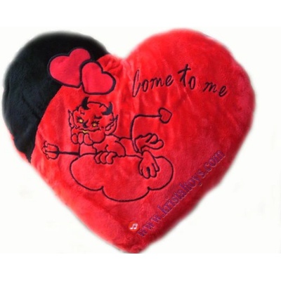 Сърце плюш с бродерия на дяволче - Come to me