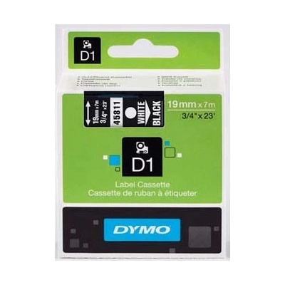 Páska Dymo D1 19 mm x 7m, bílý tisk/černý podklad, 45811, S0720910